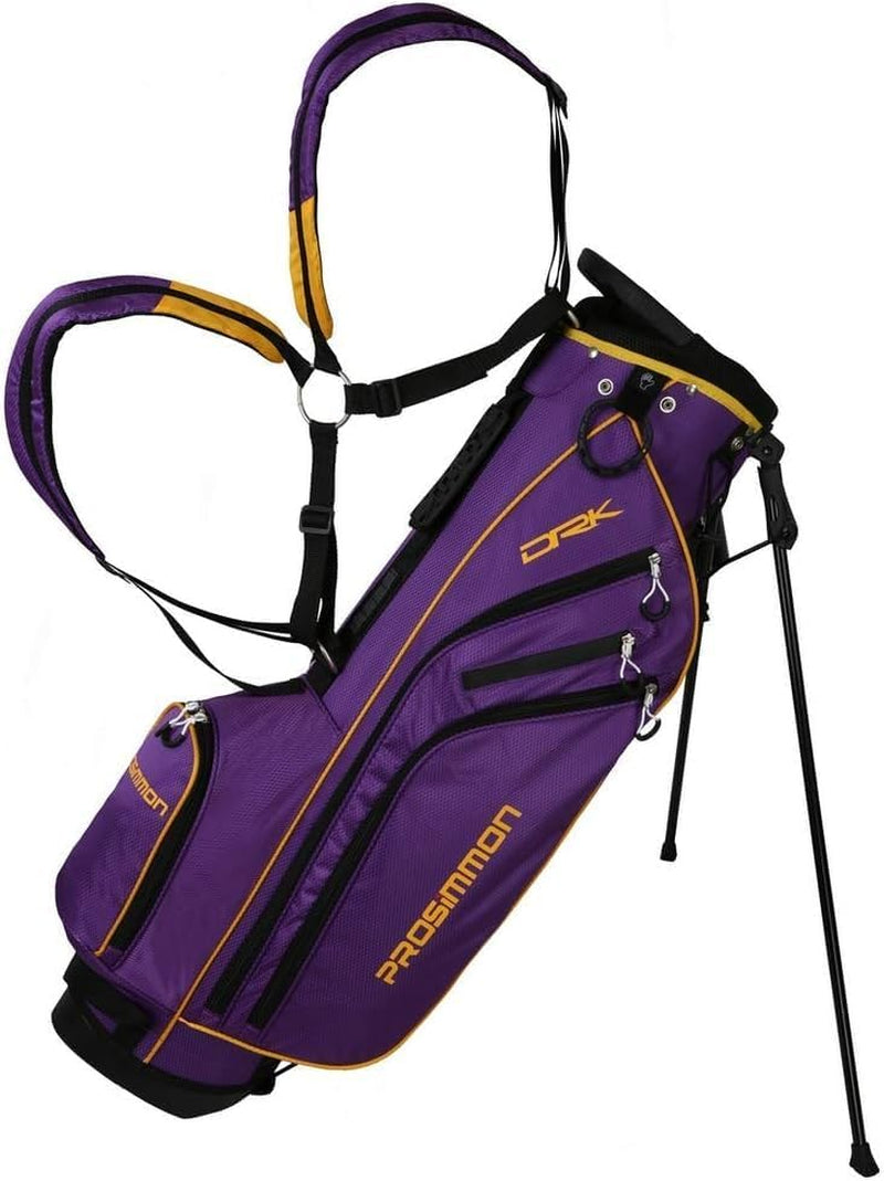 Lightweight Golf Bag, Dual Strap Golf Stand Bag with 6 Pockets, Small Golf Bag for a Few Clubs and Rain Cover Hood (Purple)
