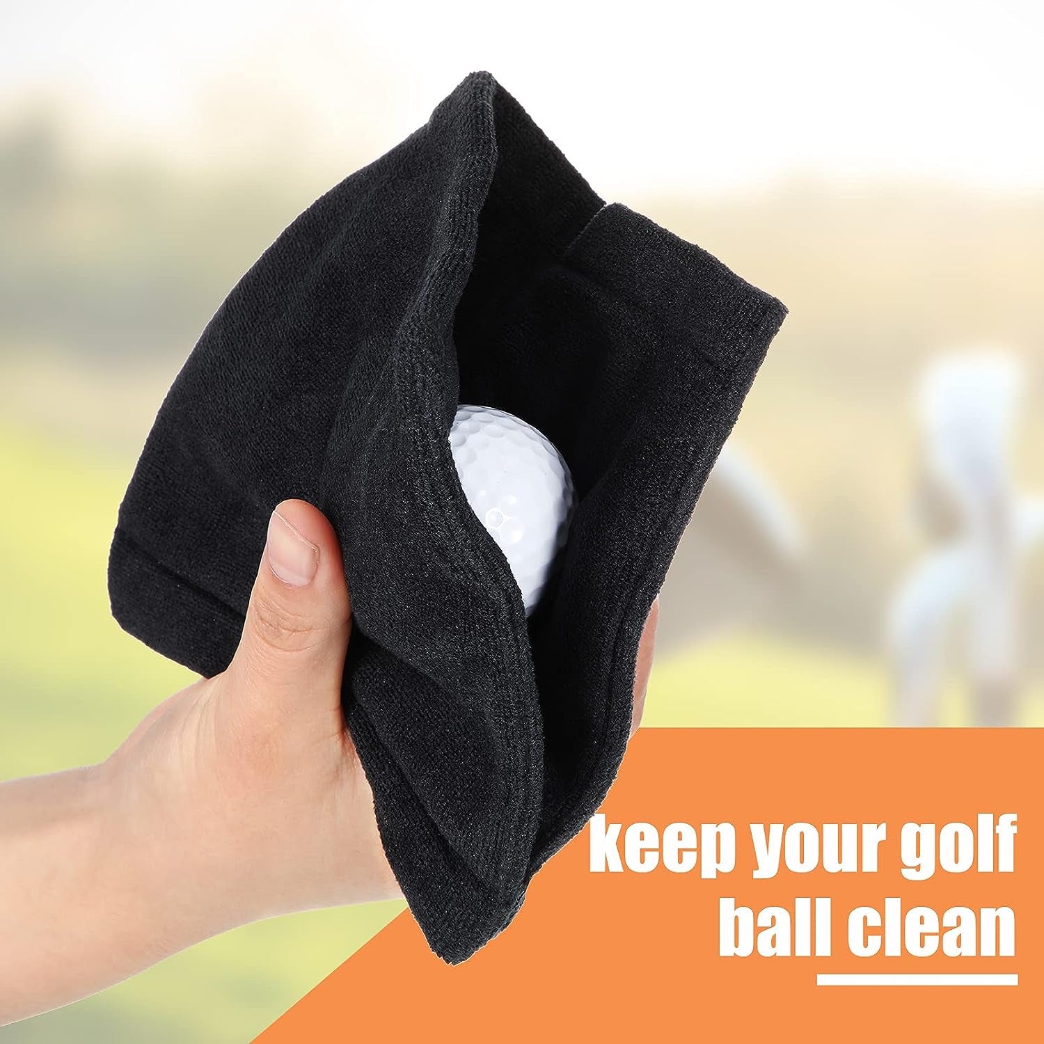 3 Pieces Golf Ball Towel 5.5 X 5.5 Inch Black Golf Wet and Dry Golf Towel Pocket Golf Towel with Clip Ball Towel Golf Ball Towel for Golf Course Exercise Towel