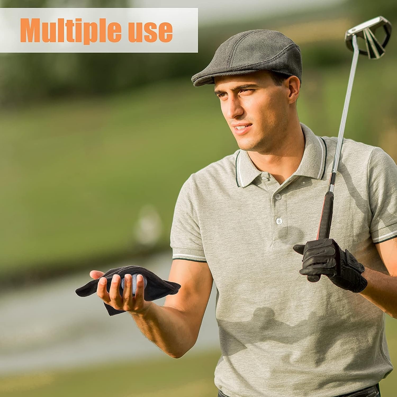3 Pieces Golf Ball Towel 5.5 X 5.5 Inch Black Golf Wet and Dry Golf Towel Pocket Golf Towel with Clip Ball Towel Golf Ball Towel for Golf Course Exercise Towel