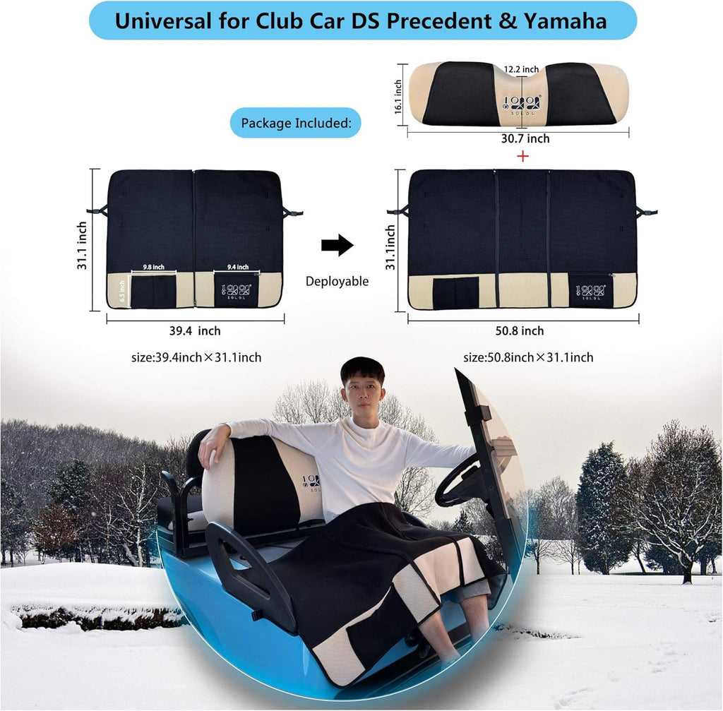 Golf Cart Seat Covers, Comfortable Golf Cart Seat Blanket Warm for Club Car DS Precedent & Yamaha, Seat Cushion Covers Golf Classic Essential Accessories Golf Cart Seat Blanket